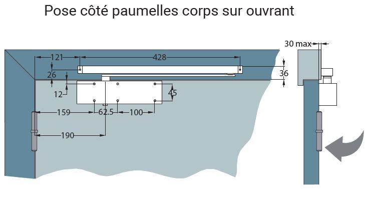 Ferme-porte GROOM 3500 Reverse avec frein à l'ouverture - Bras anti-vandalisme - Blanc 9016 - GR355510 - Imagen 5