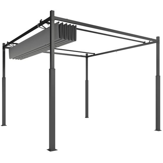 Pergola de jardin métal pour terrasse toit rétractable UPF30+ 3x3m gris - ComfortXL Outdoor Living - Image 2