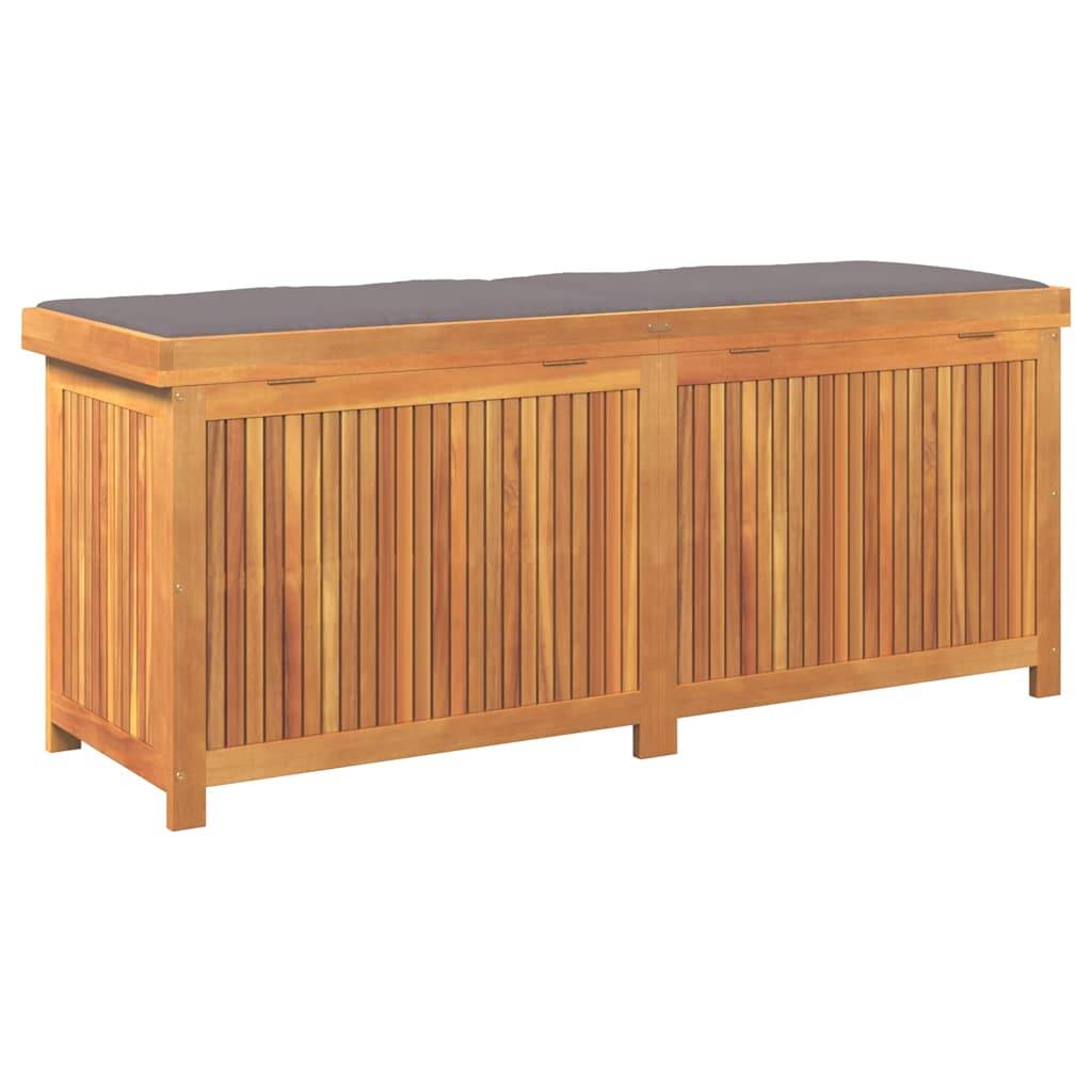 Coffre de jardin bois d'acacia massif naturel et gris foncé 150 x 50 x 60.5 cm - PANGIVO - Image 7