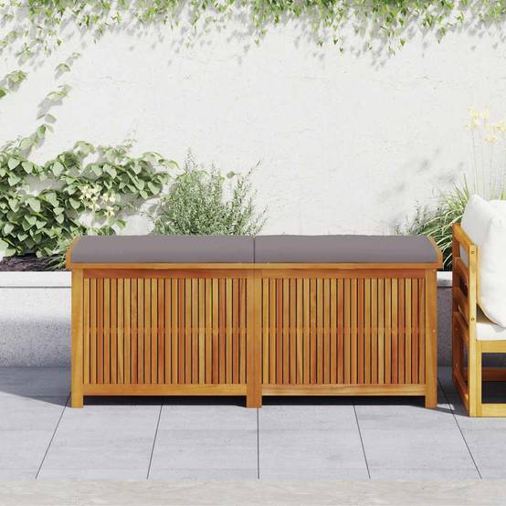 Coffre de jardin bois d'acacia massif naturel et gris foncé 150 x 50 x 60.5 cm - PANGIVO - Image 1