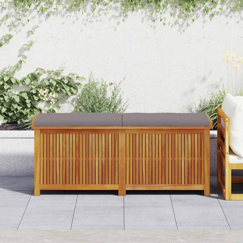 Coffre de jardin bois d'acacia massif naturel et gris foncé 150 x 50 x 60.5 cm - PANGIVO - Image 1