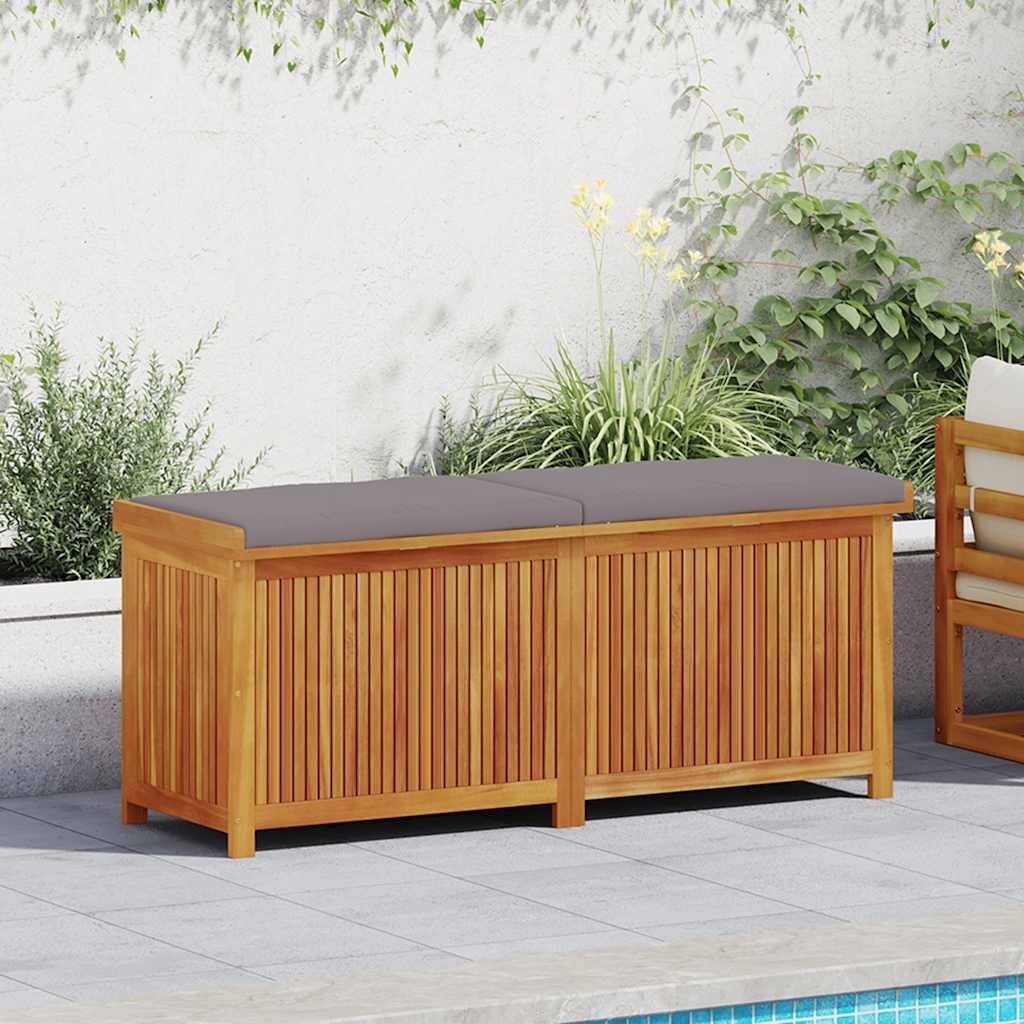 Coffre de jardin bois d'acacia massif naturel et gris foncé 150 x 50 x 60.5 cm - PANGIVO - Image 3