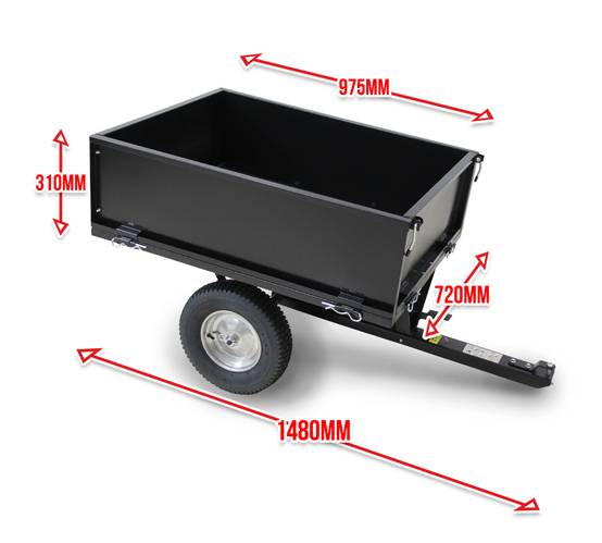 Elem Garden Technic - Remorque pour tracteur tondeuse avec benne basculante - charge max 225kg. - Image 4