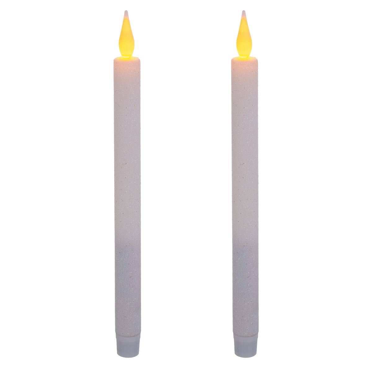 Fééric Lights & Christmas - Lot de 2 bougies baton LED pailletées blanc - Feeric Lights & Christmas - Imagen 1