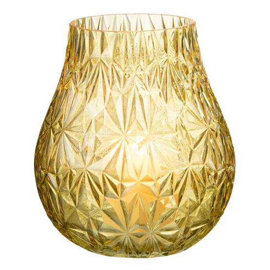 Vase Design en Verre "Diamant" 22cm Jaune - Image 2