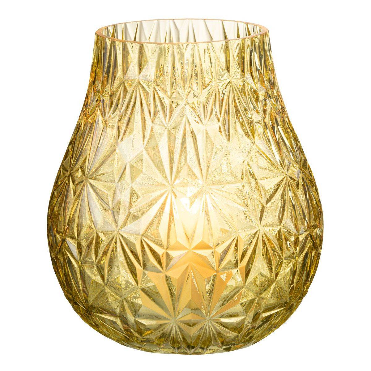 Vase Design en Verre "Diamant" 22cm Jaune - Image 2