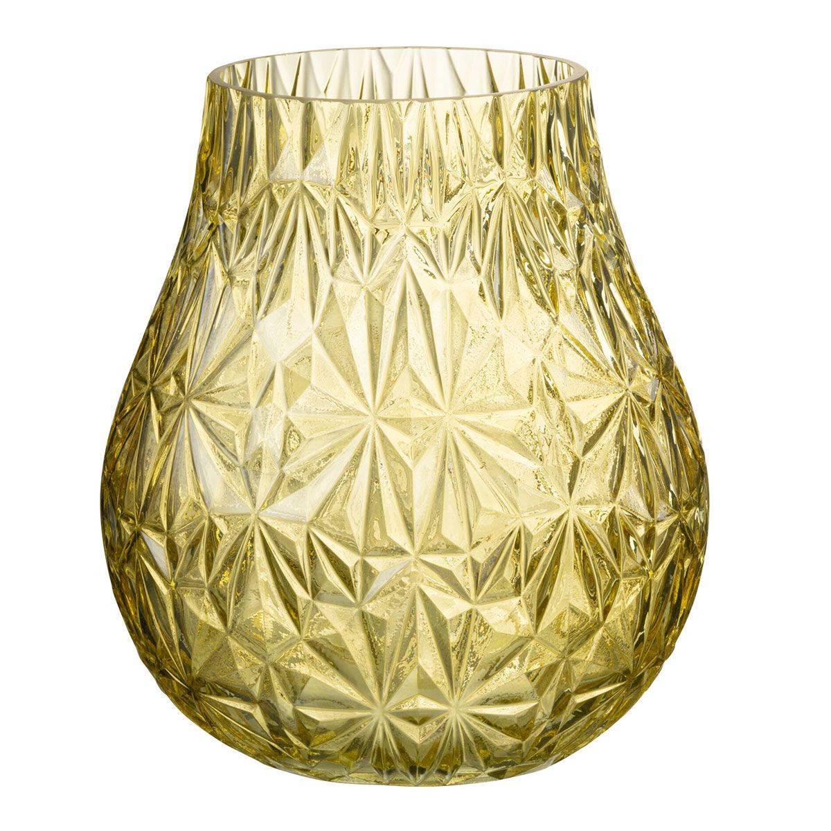 Vase Design en Verre "Diamant" 22cm Jaune