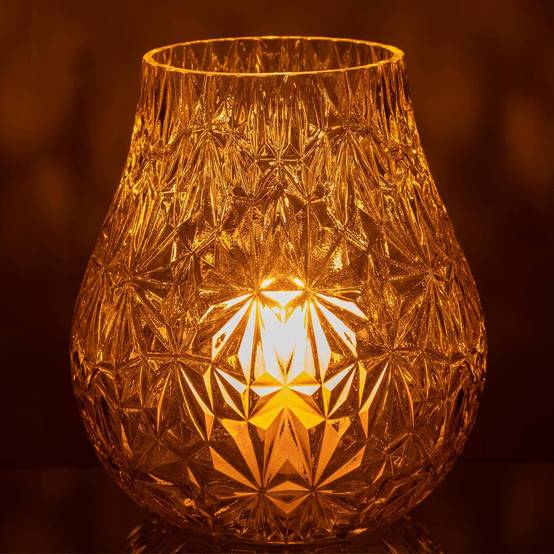 Vase Design en Verre "Diamant" 22cm Jaune - Image 3