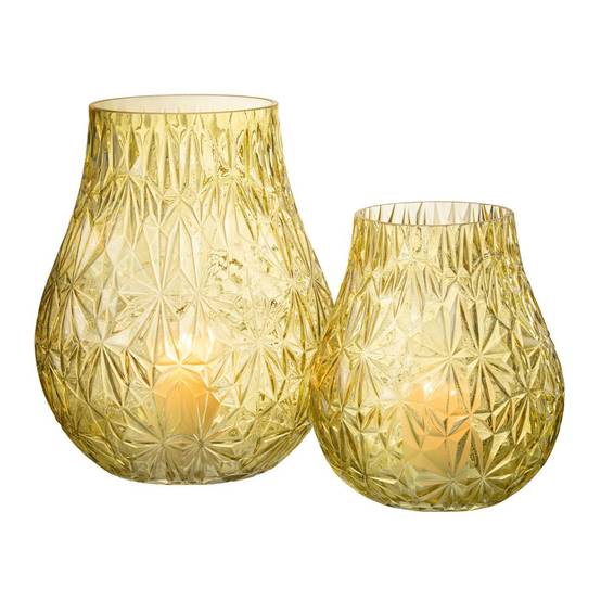 Vase Design en Verre "Diamant" 22cm Jaune - Image 5