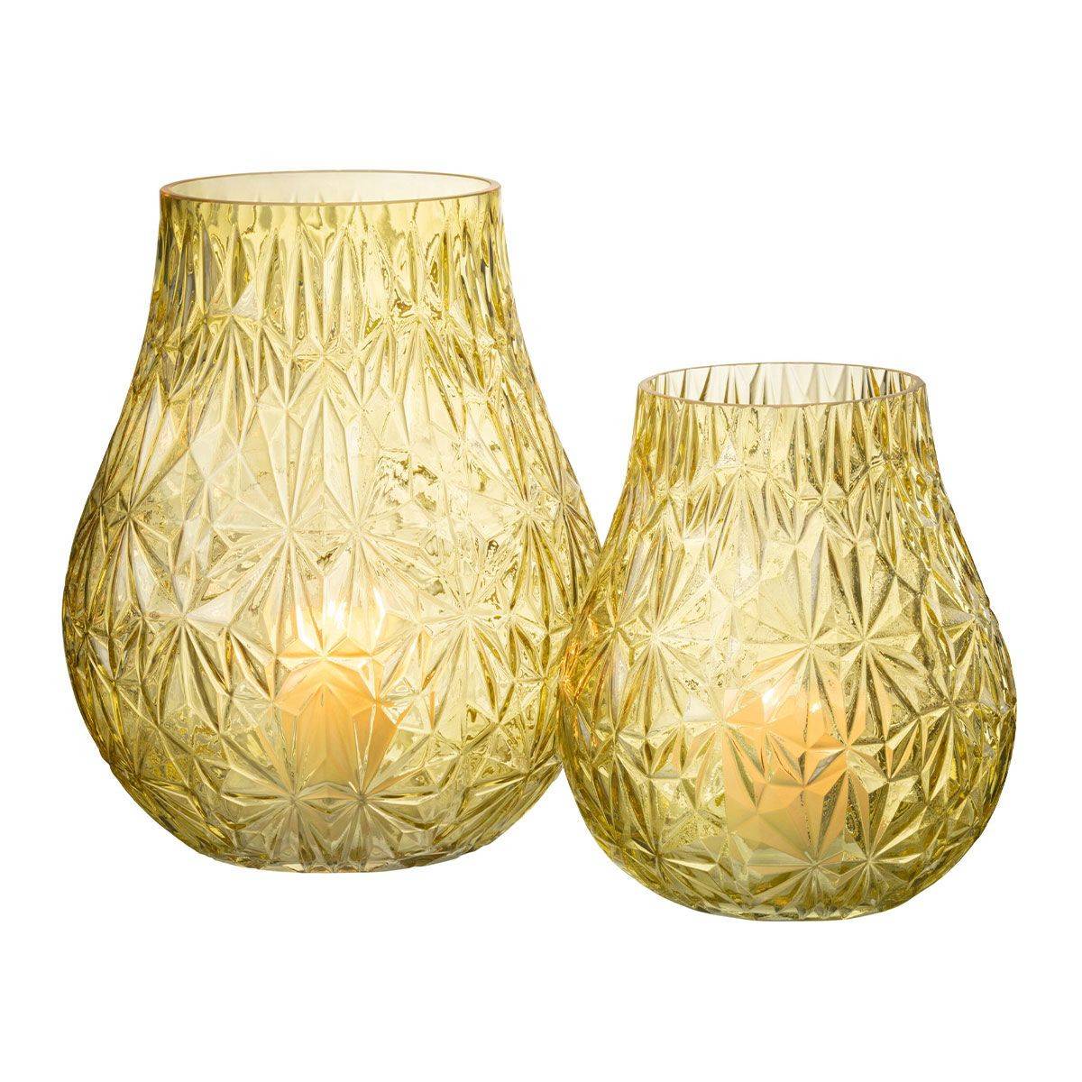 Vase Design en Verre "Diamant" 22cm Jaune - Image 5