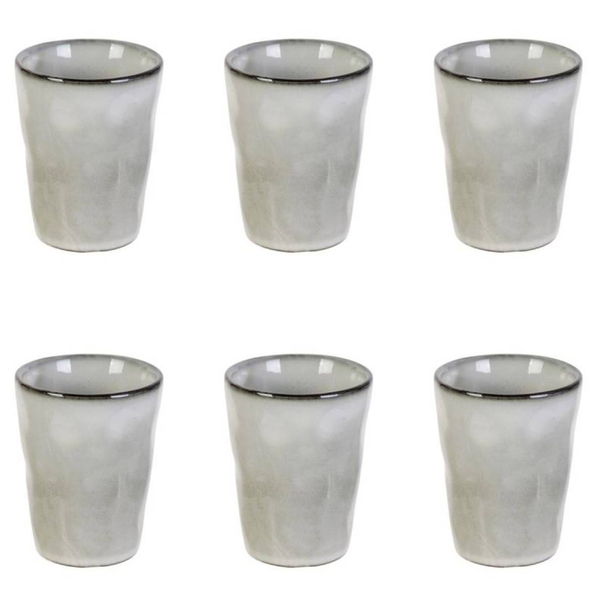 The Home Deco Factory - Lot de 6 Tasses "Au Grès du Temps" 7cm Gris