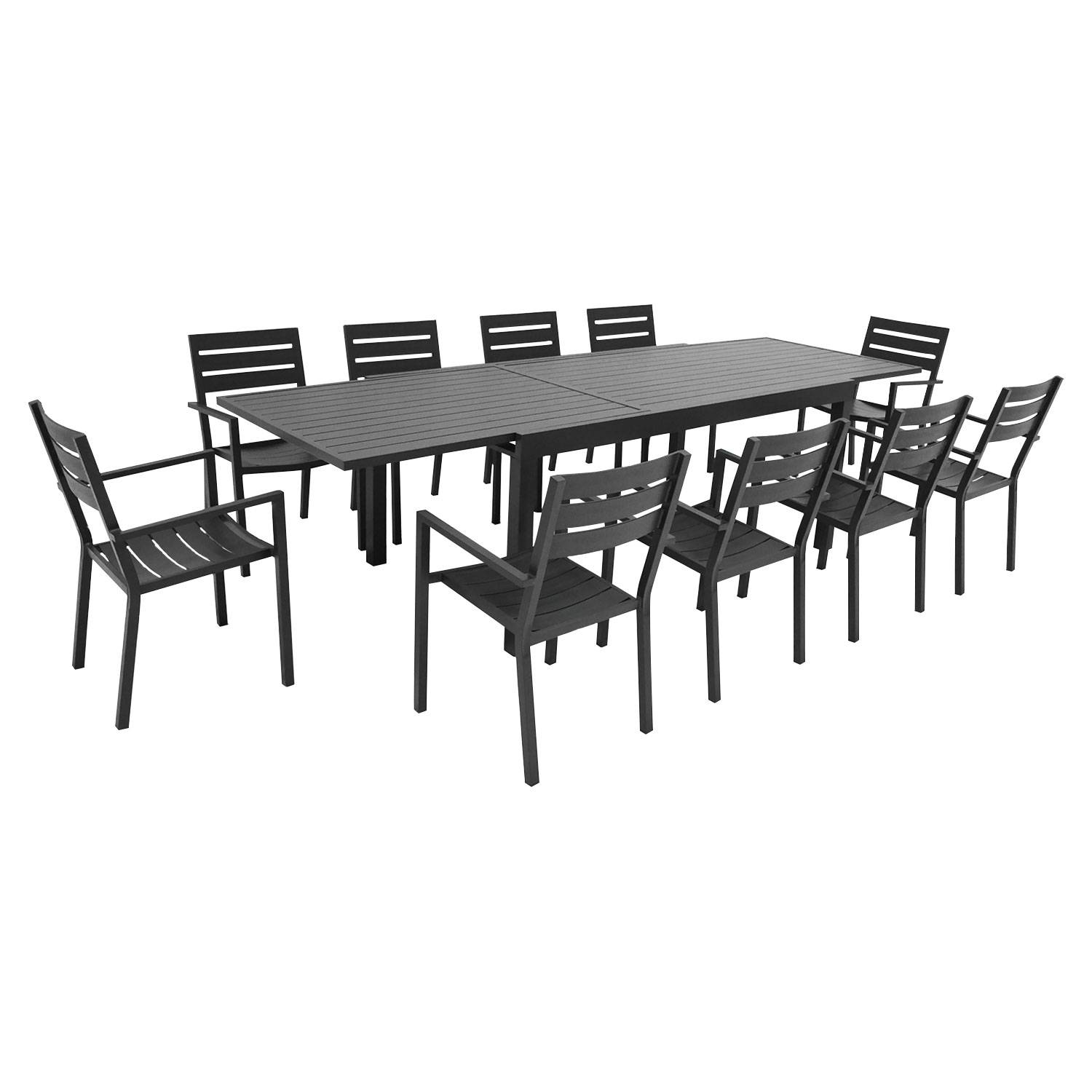 Salon de jardin extensible 10 places de 180/300cm aluminium anthracite VENEZIA - HAPPY GARDEN - Imagen 1