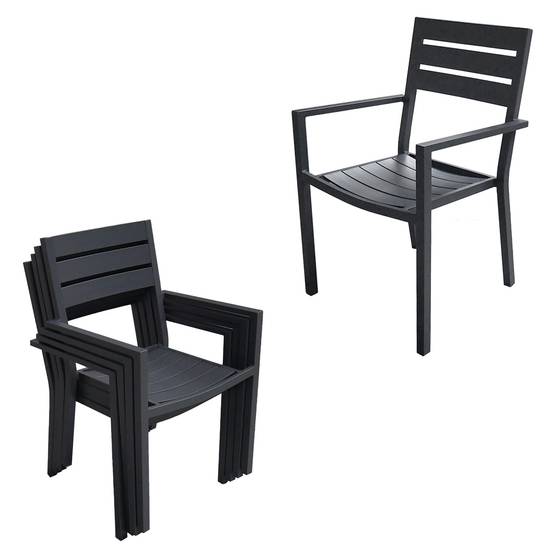 Salon de jardin extensible 10 places de 180/300cm aluminium anthracite VENEZIA - HAPPY GARDEN - Imagen 8