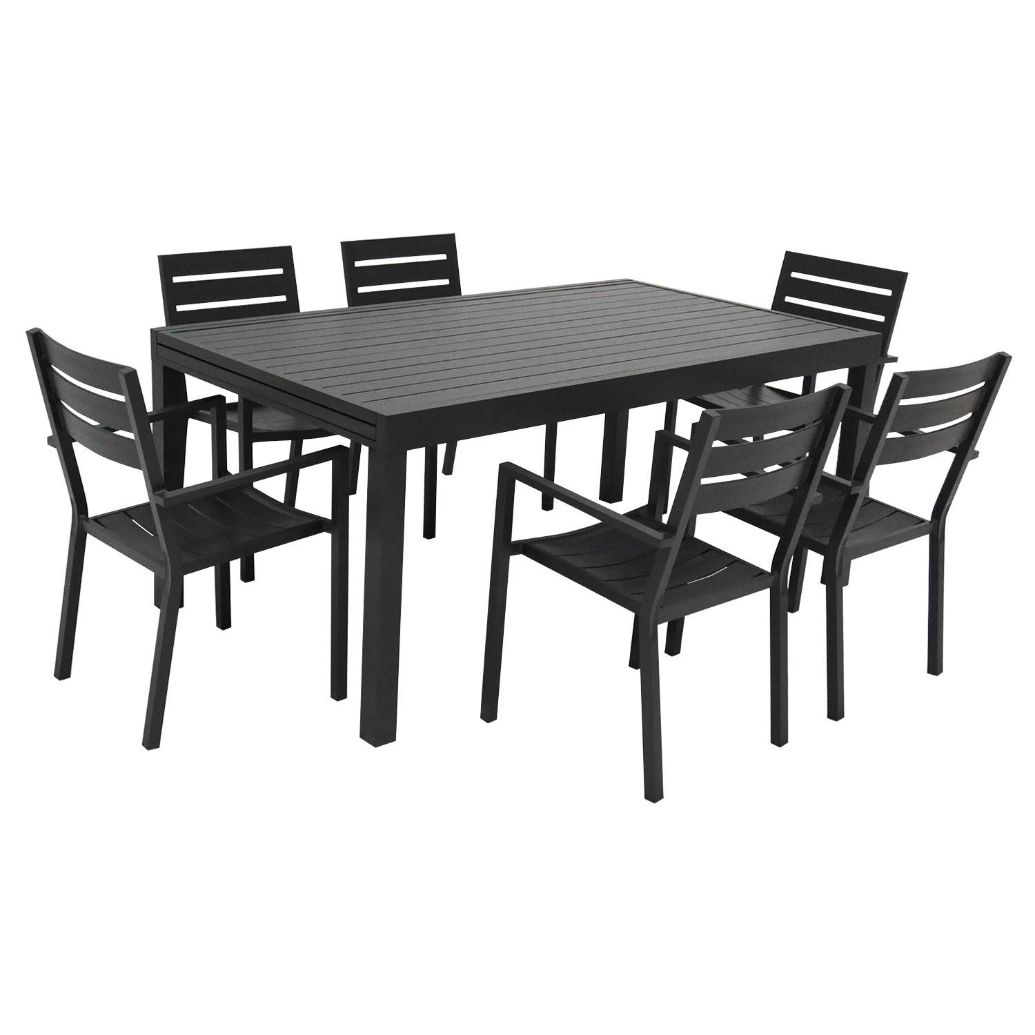 Salon de jardin extensible 10 places de 180/300cm aluminium anthracite VENEZIA - HAPPY GARDEN - Imagen 4
