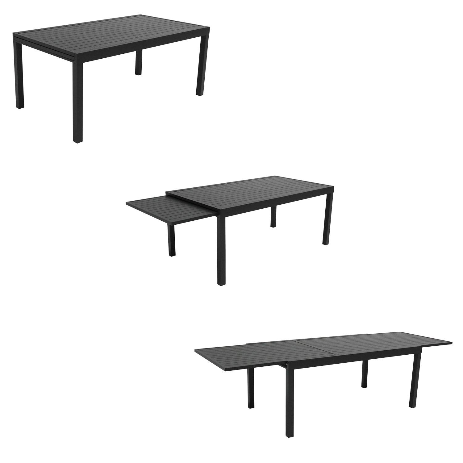 Salon de jardin extensible 10 places de 180/300cm aluminium anthracite VENEZIA - HAPPY GARDEN - Imagen 3