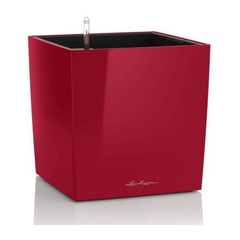 Lechuza - Pot De Fleur Lechuza Cube Premium 40 - Kit Complet, Rouge Scarlet Brillant - Imagen 1