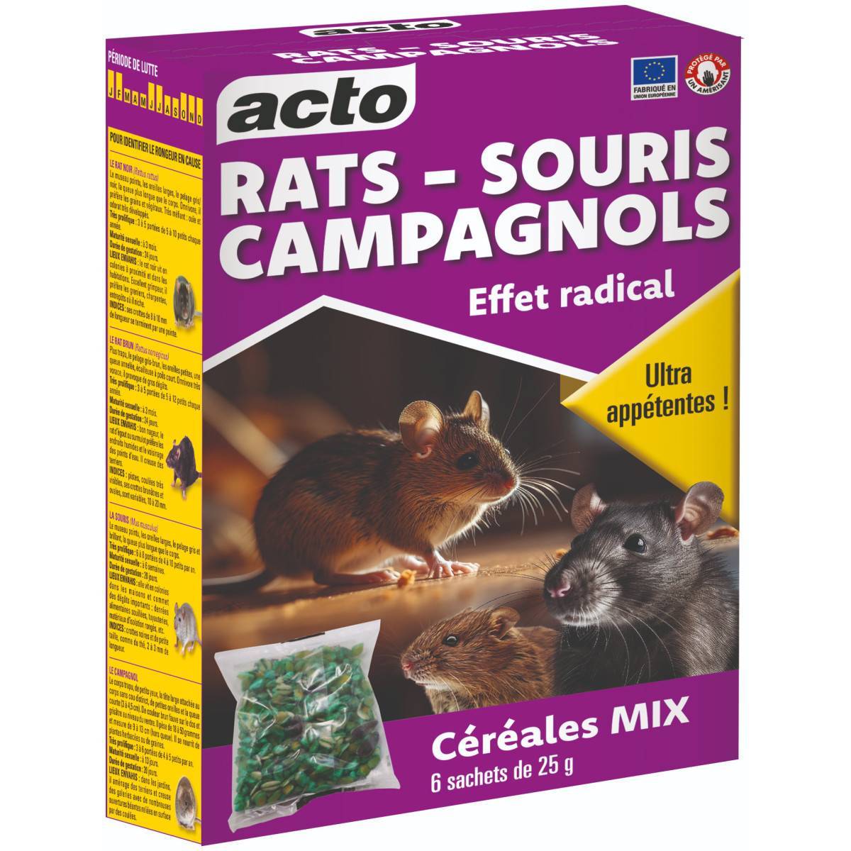 Acto - ACTO Anti-Roedores Cereales Mix - 6 x 25 grs - Cebo listo para usar eficaz