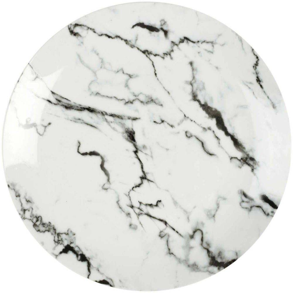 The Home Deco Factory - Service de table 12 assiettes en porcelaine motif marbre blanc Marble - Imagen 4