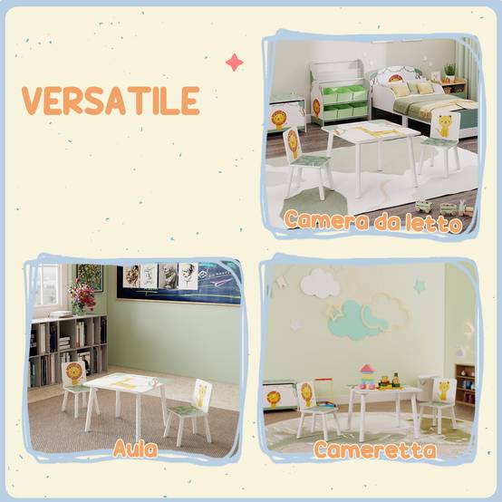 Ensemble mobilier chambre table et 2 chaises enfant 3-8 ans motifs animaux, vert - Image 10