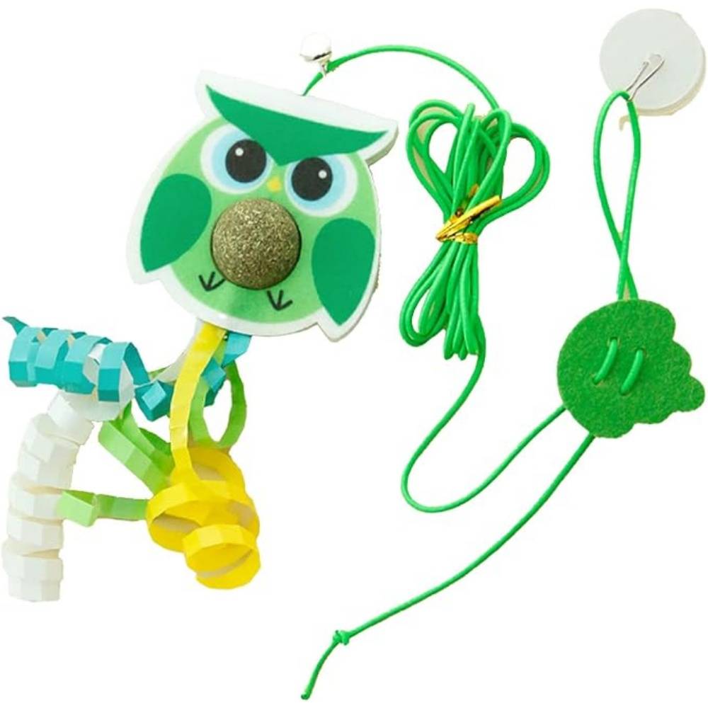 Jouet de Chat Suspendu Rebondissant Catnip Intérieur(Petit Oiseau Vert) DtopbuyAge - Image 1