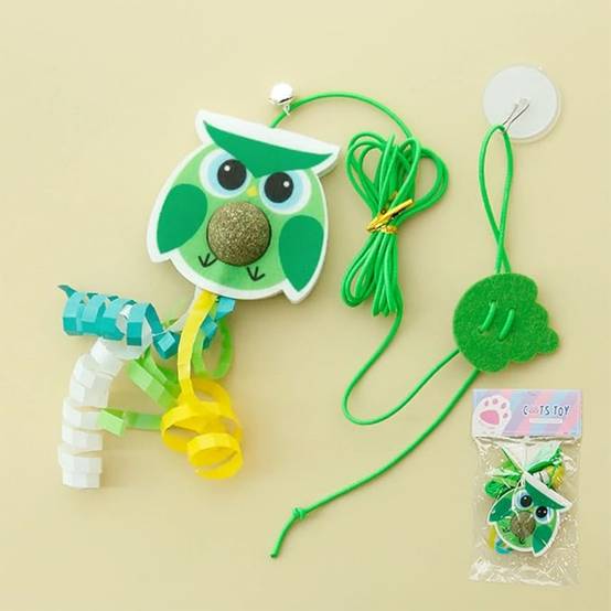 Jouet de Chat Suspendu Rebondissant Catnip Intérieur(Petit Oiseau Vert) DtopbuyAge - Image 2
