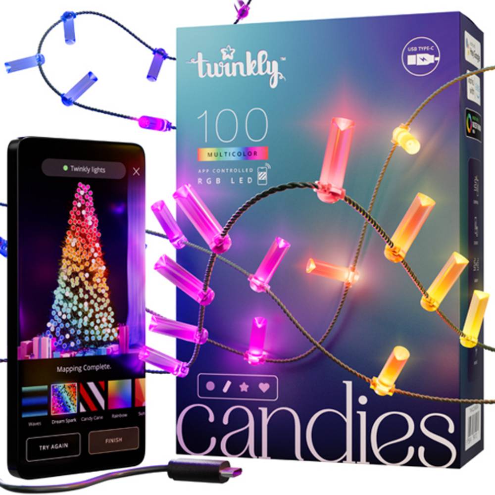 Guirlande Bougie connectée IP20 6m 100 LEDS RGB fil vert TWINKLY CANDIES - Imagen 3