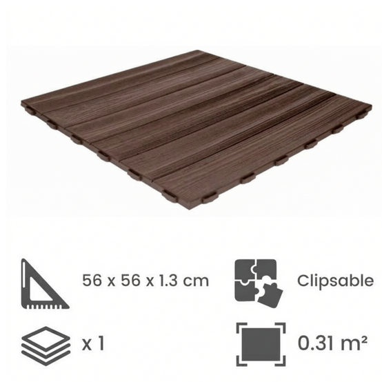 Dalle clipsable jardin "Effet bois" - Marron - ArtPlast - Image 2