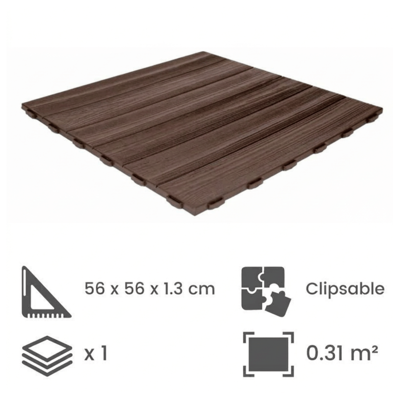 Dalle clipsable jardin "Effet bois" - Marron  - ArtPlast - Image 2