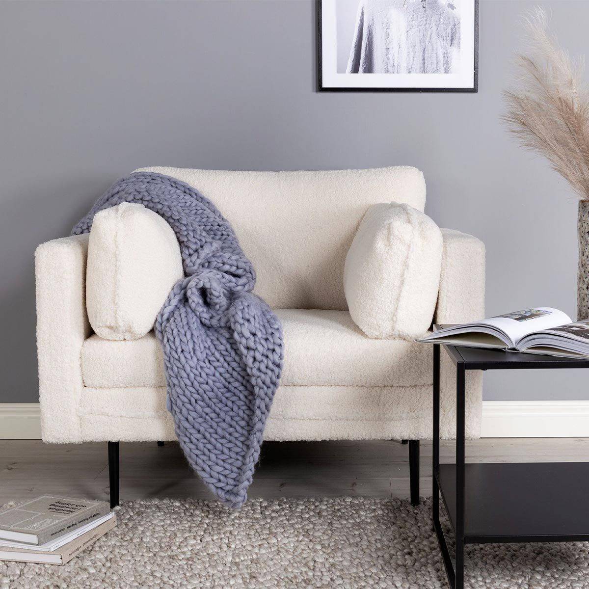 Paris Prix - Fauteuil Design Bouclette "Boom" 110cm Blanc - Image 6