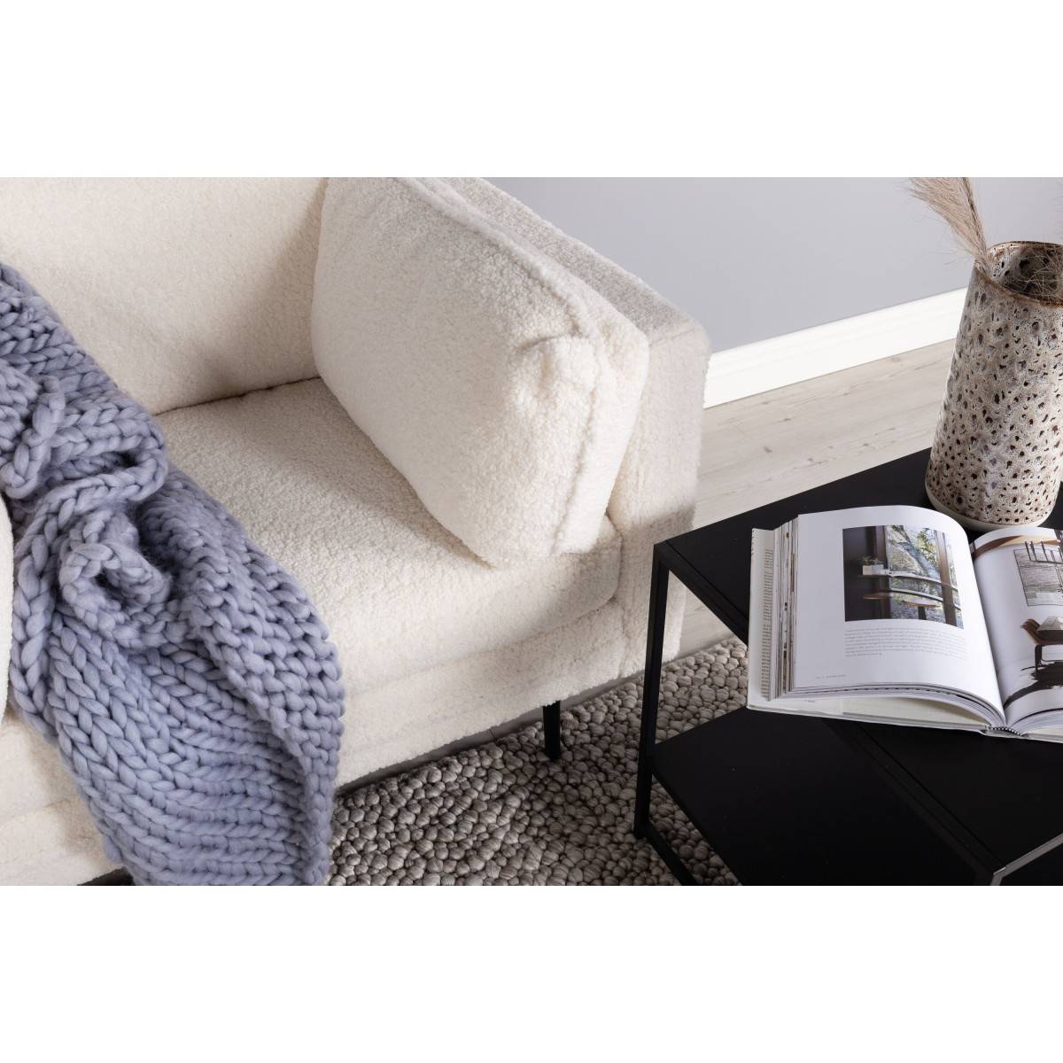 Paris Prix - Fauteuil Design Bouclette "Boom" 110cm Blanc - Image 7
