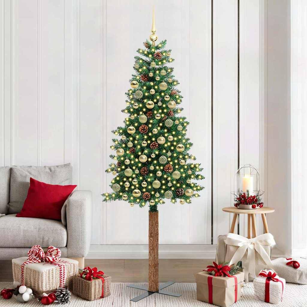 Vidaxl - Sapin de Noël mince Vert 210 cm PVC et bois de pin massif vidaXL 3394881 - Image 1