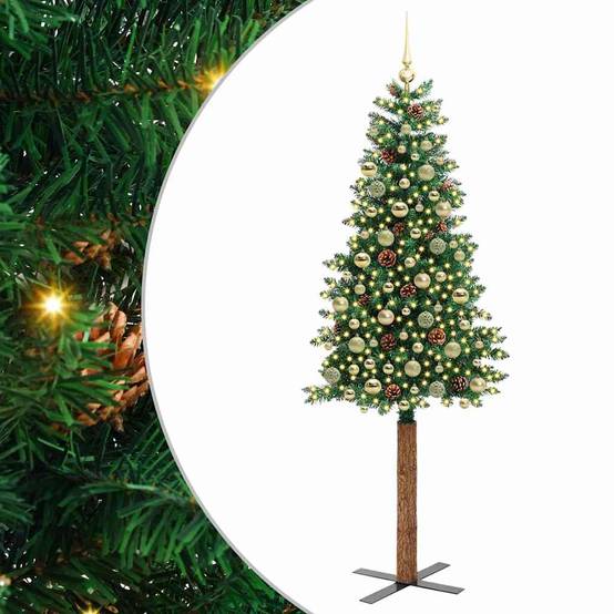 Vidaxl - Sapin de Noël mince Vert 210 cm PVC et bois de pin massif vidaXL 3394881 - Image 2