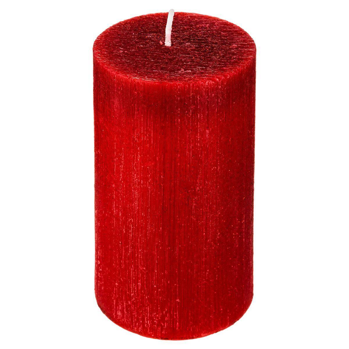 Fééric Lights & Christmas - Vela cilíndrica con purpurina 7x12cm roja - Atmosphera Creador de interiores