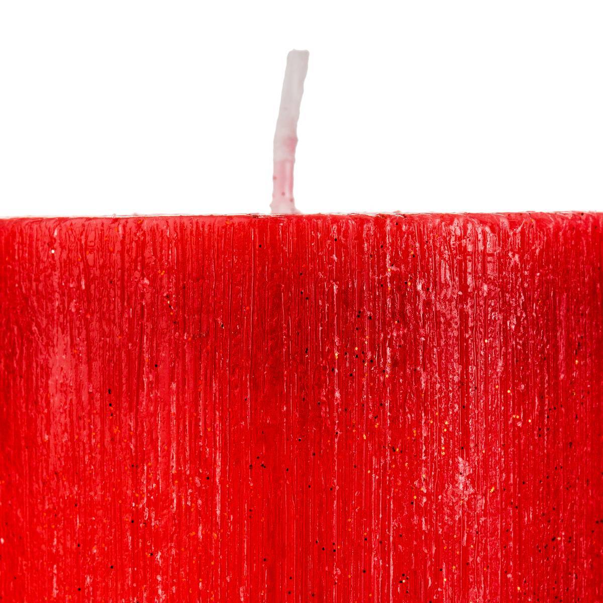 Fééric Lights & Christmas - Vela cilíndrica con purpurina 7x12cm roja - Atmosphera Creador de interiores - Imagen 4