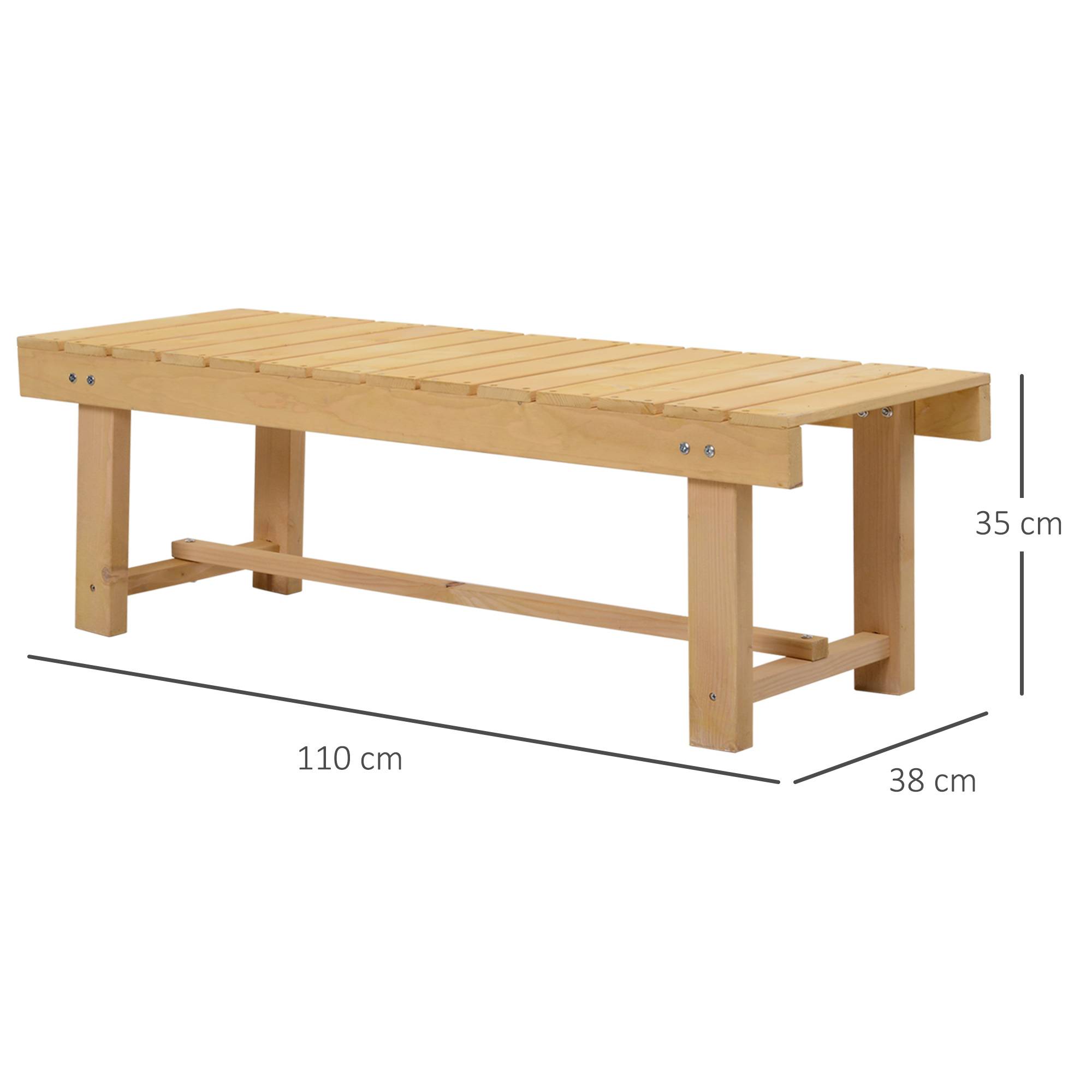 Outsunny - Banc de jardin 2 places style rural chic assise à lattes dim. 110L x 38l x 35H cm bois de sapin pré-huilé - Outsunny - Imagen 3