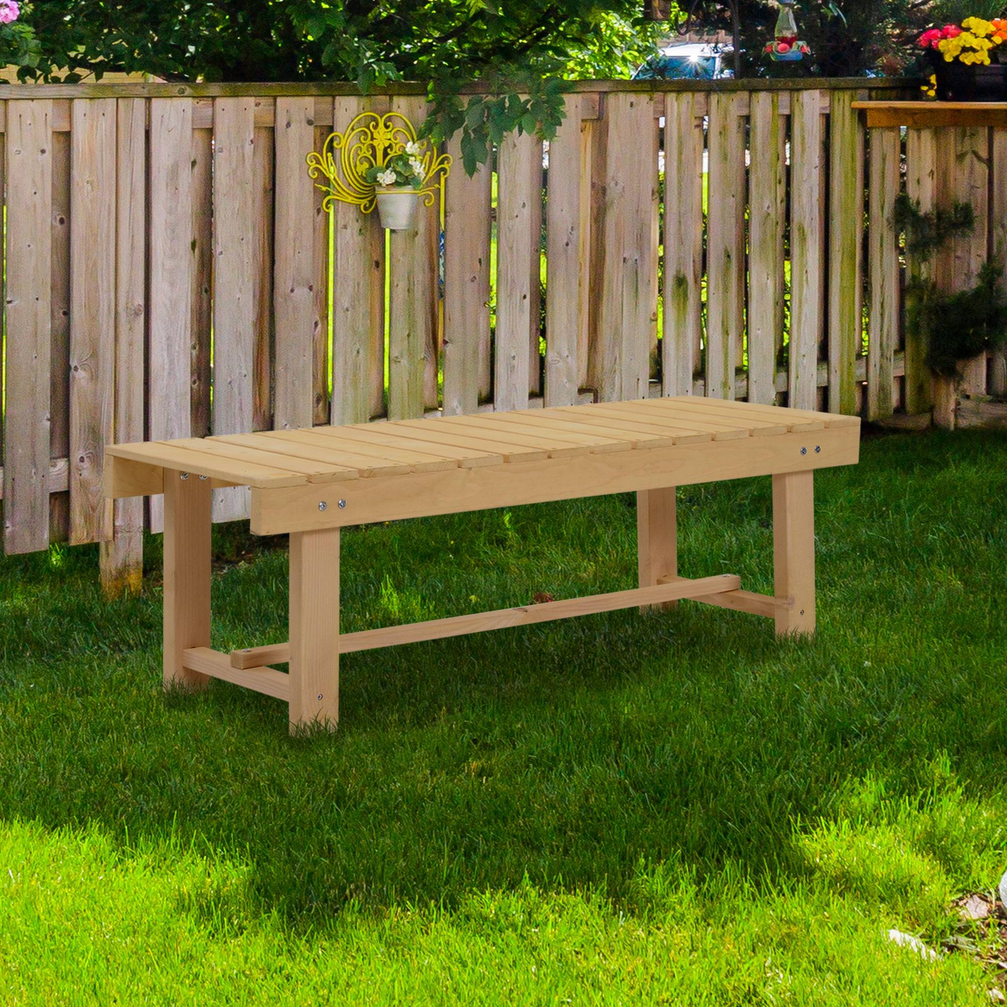 Outsunny - Banc de jardin 2 places style rural chic assise à lattes dim. 110L x 38l x 35H cm bois de sapin pré-huilé - Outsunny - Imagen 2