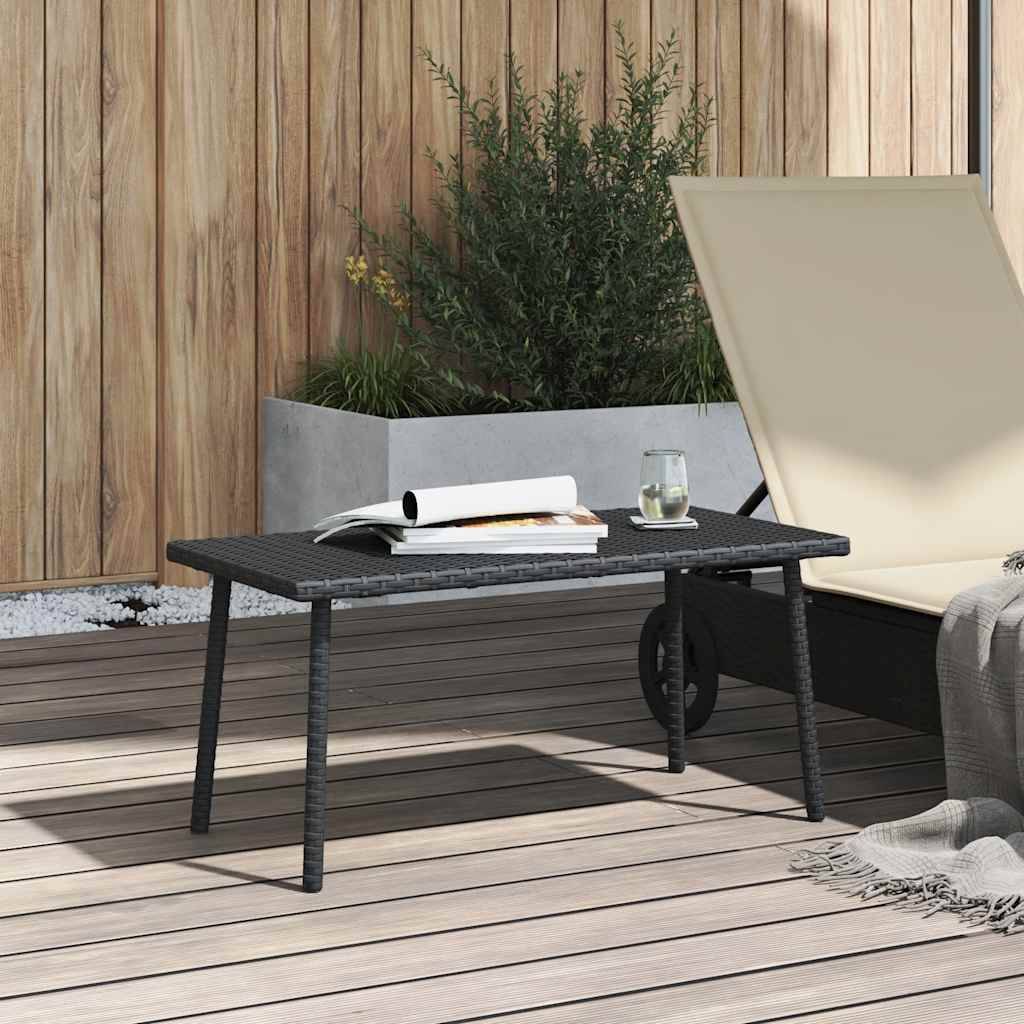 PANGIVO - Table basse de jardin rectangulaire noir résine tressée 80 x 40 x 37 cm - PANGIVO - Image 3