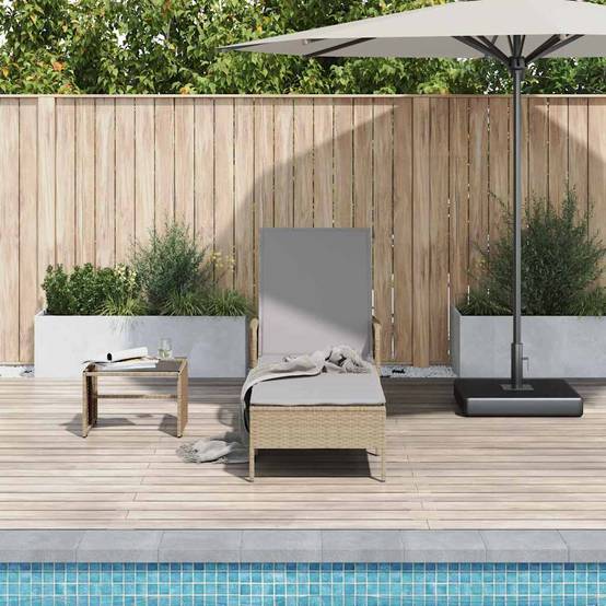 PANGIVO - Transat Polyrotin Beige et Gris Clair 200 x 55 x 92 cm, Poids :14.2kg - PANGIVO - Image 3