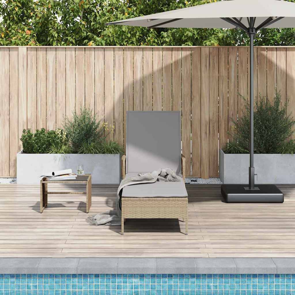 PANGIVO - Transat Polyrotin Beige et Gris Clair 200 x 55 x 92 cm, Poids :14.2kg - PANGIVO - Image 3