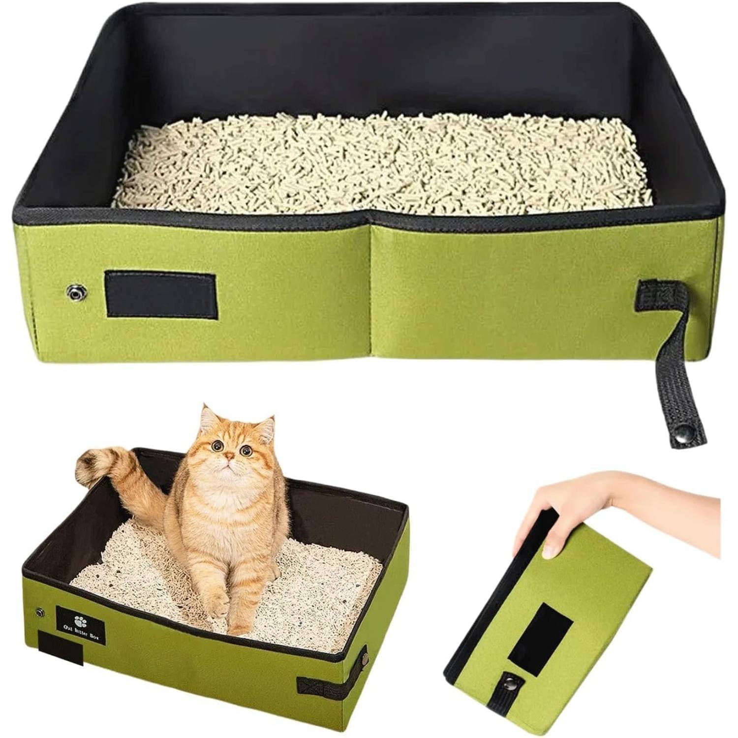 DtopbuyAge - Bac à litière pliable pour chat - Portable, imperméable M DtopbuyAge - Image 2