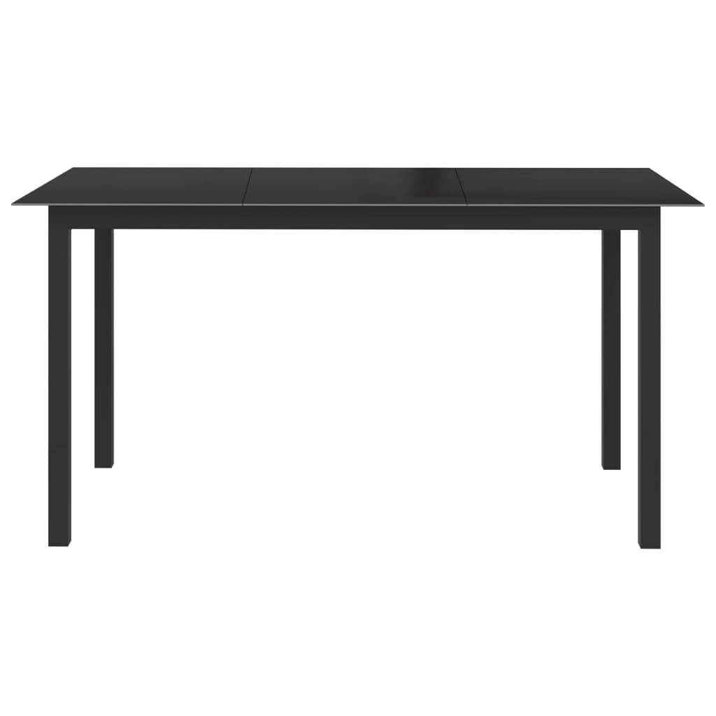 Table de jardin | Table d'extérieur Noir 150x90x74 cm Aluminium et verre - Image 1