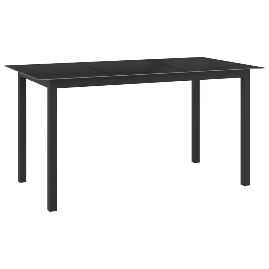 Table de jardin | Table d'extérieur Noir 150x90x74 cm Aluminium et verre - Image 2
