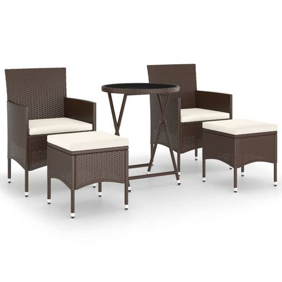 ComfortXL - Salon de Jardin 5P Rond Résine Tressée avec Repose-pieds Marron – ComfortXL Outdoor Living - Image 2