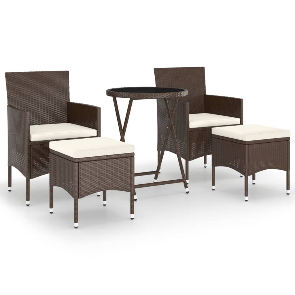 ComfortXL - Salon de Jardin 5P Rond Résine Tressée avec Repose-pieds Marron – ComfortXL Outdoor Living - Image 2