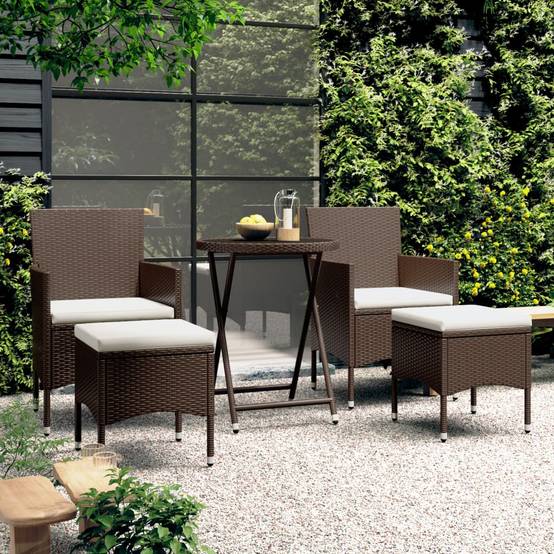 ComfortXL - Salon de Jardin 5P Rond Résine Tressée avec Repose-pieds Marron – ComfortXL Outdoor Living - Image 1