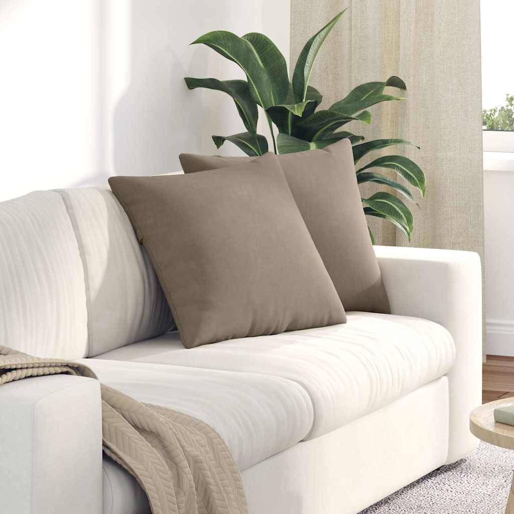 Lot de 2 Coussins de Canapé Tissu Doux Confortable pour Salon et Chambre Taupe 50x50 cm – ComfortXL Outdoor Living - Image 1