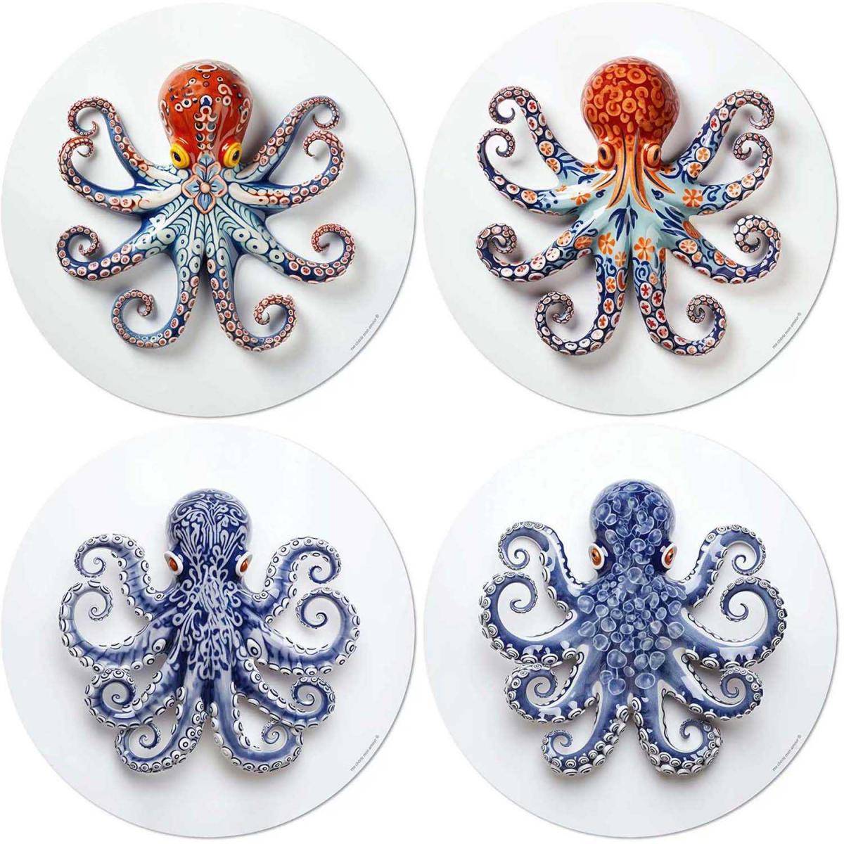 Set de table en vinyle 38 cm Octopus Lot de 4 sets de table motifs assortis - Imagen 1