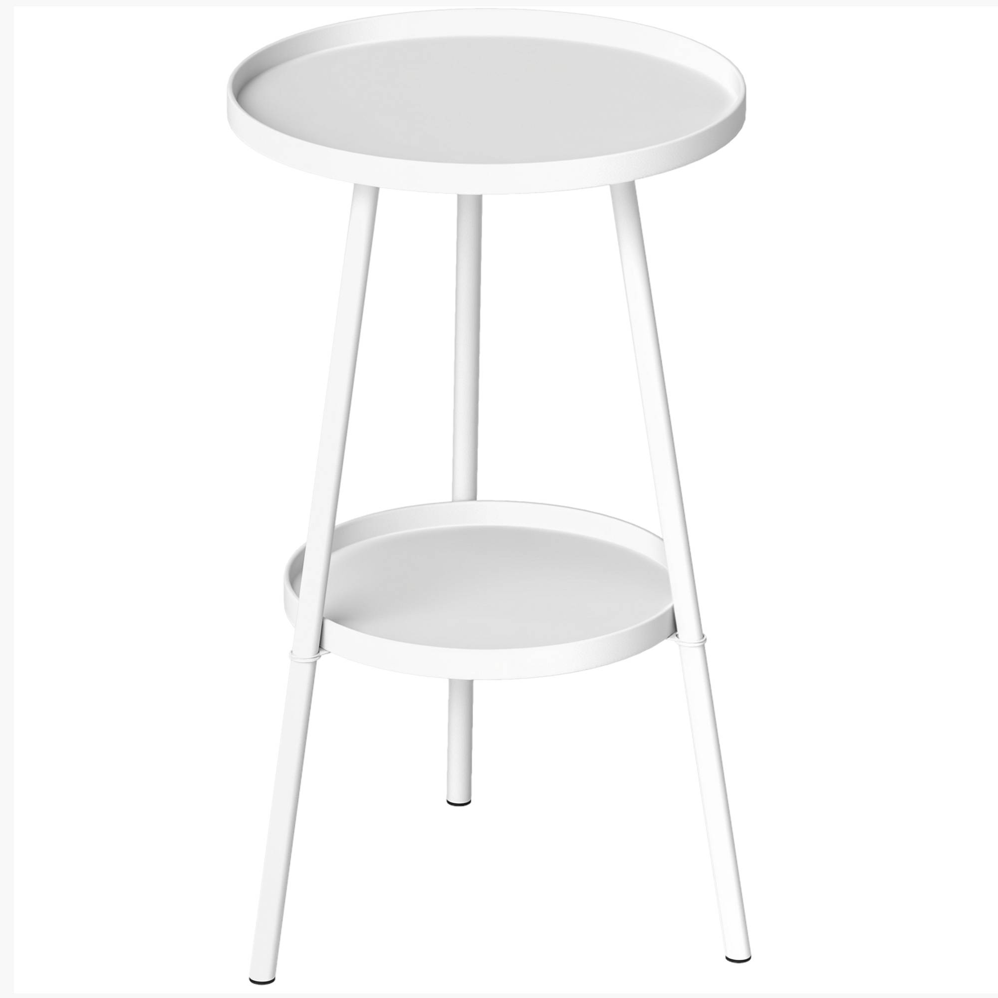 Sans Marque - Table de jardin ronde à 2 niveaux avec rebords surélevés et plateau inférieur, pour une utilisation intérieure et extérieure, Ø 32 x 51 cm, blanche