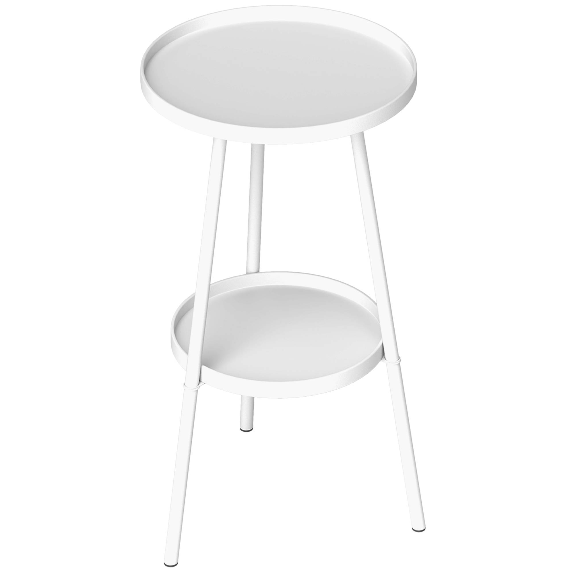 Sans Marque - Table de jardin ronde à 2 niveaux avec rebords surélevés et plateau inférieur, pour une utilisation intérieure et extérieure, Ø 32 x 51 cm, blanche - Image 2