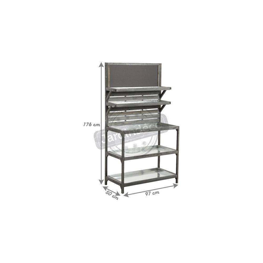 Aubry Gaspard - Table de jardinage en bois vieilli et zinc - Image 2